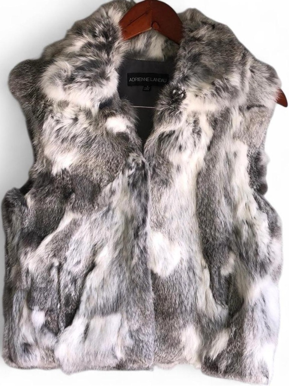 Adrienne Landau Rabbit Fur Vest in Gray